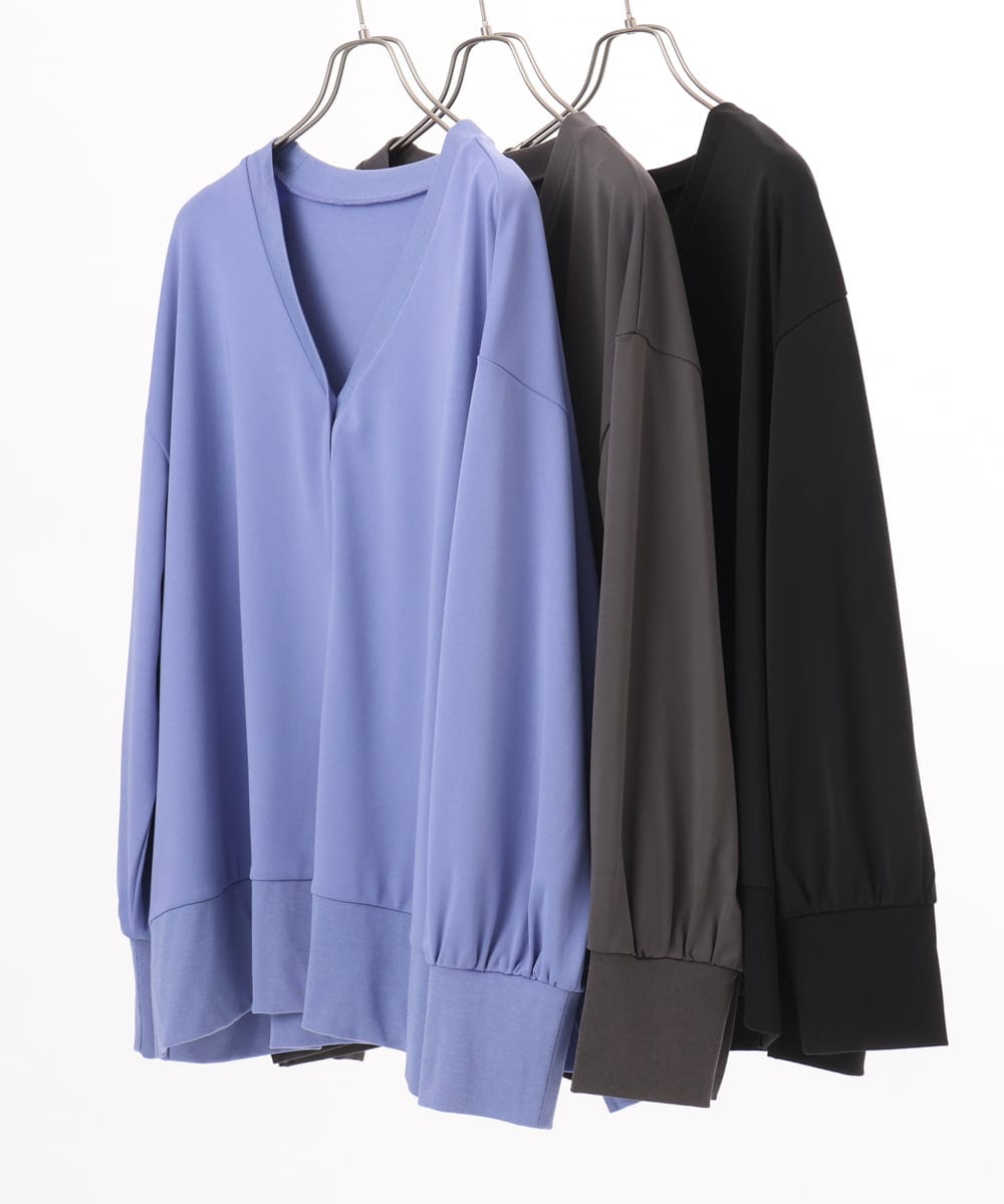 OLCED05099 eur3(エウルキューブ) 【WEB先行販売】【大きいサイズ】Vネックボクシーカーディガン ブラック