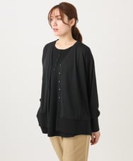 OLCED05099 eur3(エウルキューブ) 【WEB先行販売】【大きいサイズ】Vネックボクシーカーディガン ブラック