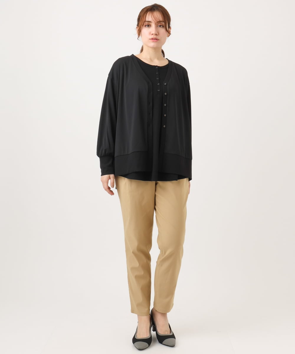 OLCED05099 eur3(エウルキューブ) 【WEB先行販売】【大きいサイズ】Vネックボクシーカーディガン ブラック