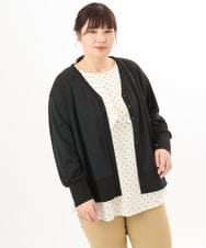 OLCED05099 eur3(エウルキューブ) 【WEB先行販売】【大きいサイズ】Vネックボクシーカーディガン ブラック