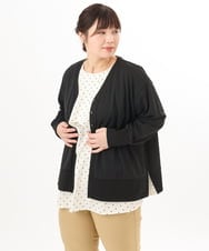 OLCED05099 eur3(エウルキューブ) 【WEB先行販売】【大きいサイズ】Vネックボクシーカーディガン ブラック
