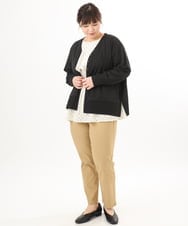 OLCED05099 eur3(エウルキューブ) 【WEB先行販売】【大きいサイズ】Vネックボクシーカーディガン ブラック