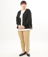 OLCED05099 eur3(エウルキューブ) 【WEB先行販売】【大きいサイズ】Vネックボクシーカーディガン ブラック