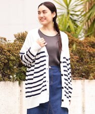 OLCES06080 eur3(エウルキューブ) 【大きいサイズ】Vネックカーディガン ネイビー(57)