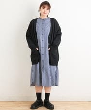 OLCES06080 eur3(エウルキューブ) 【大きいサイズ】Vネックカーディガン ブラック(94)