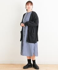 OLCES06080 eur3(エウルキューブ) 【大きいサイズ】Vネックカーディガン ブラック(94)