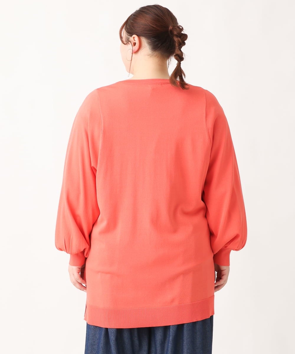 OLCEV04099 eur3(エウルキューブ) 【大きいサイズ】Vネックボクシーカーディガン オレンジ(15)