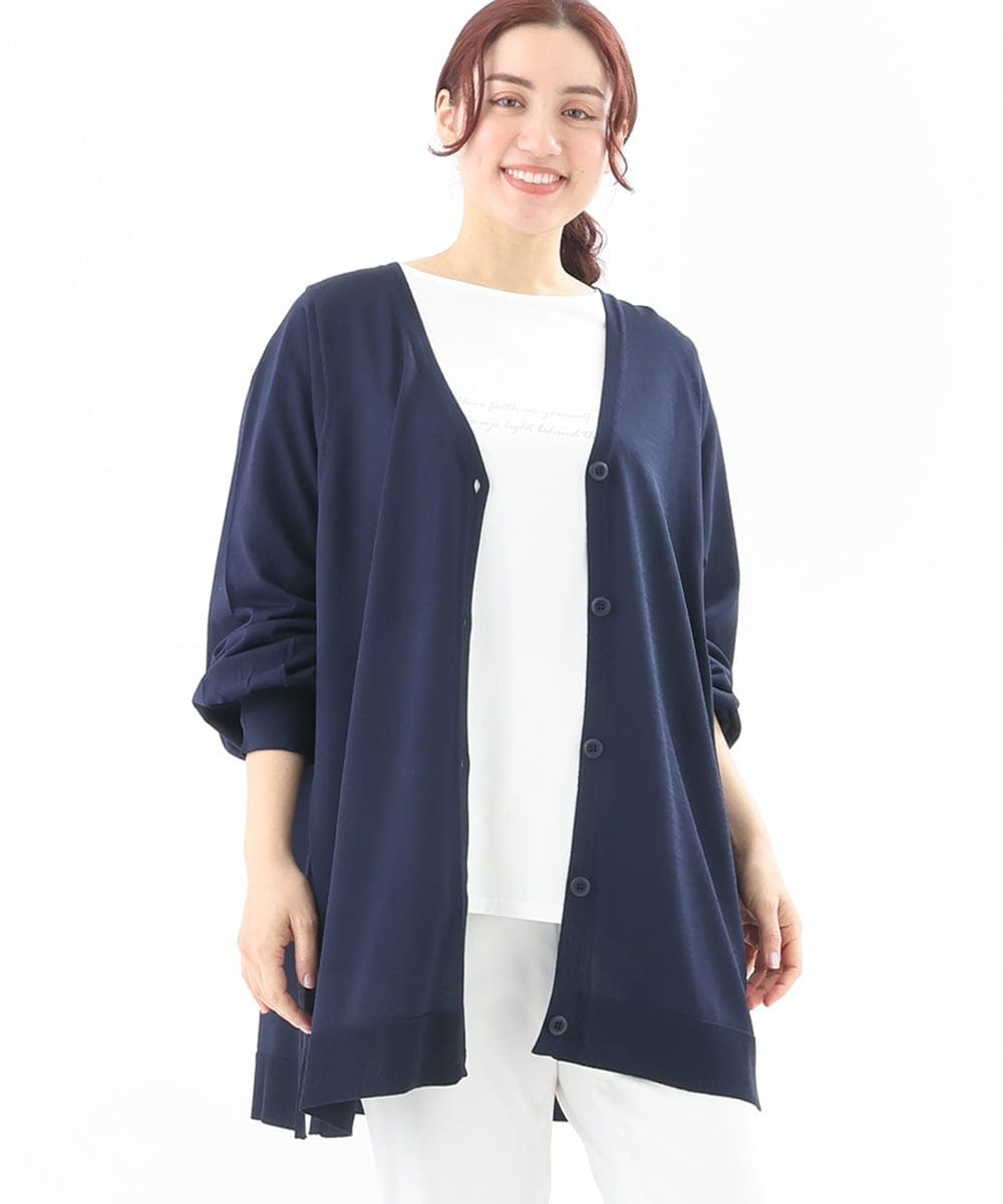 OLCEV04099 eur3(エウルキューブ) 【大きいサイズ】Vネックボクシーカーディガン ネイビー(57)