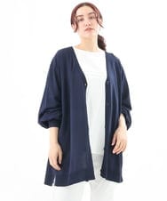 OLCEV04099 eur3(エウルキューブ) 【大きいサイズ】Vネックボクシーカーディガン ネイビー(57)