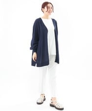 OLCEV04099 eur3(エウルキューブ) 【大きいサイズ】Vネックボクシーカーディガン ネイビー(57)