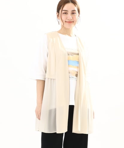 OLCFA09099 eur3 【大きいサイズ】シアーペプラムジレ