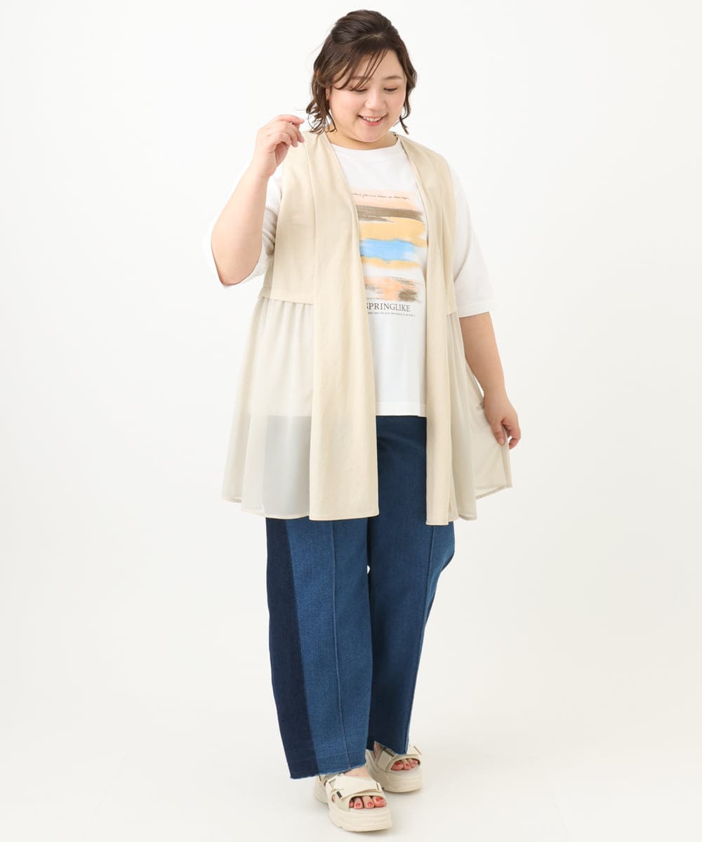 OLCFA09099 eur3(エウルキューブ) 【大きいサイズ】シアーペプラムジレ ベージュ(82)