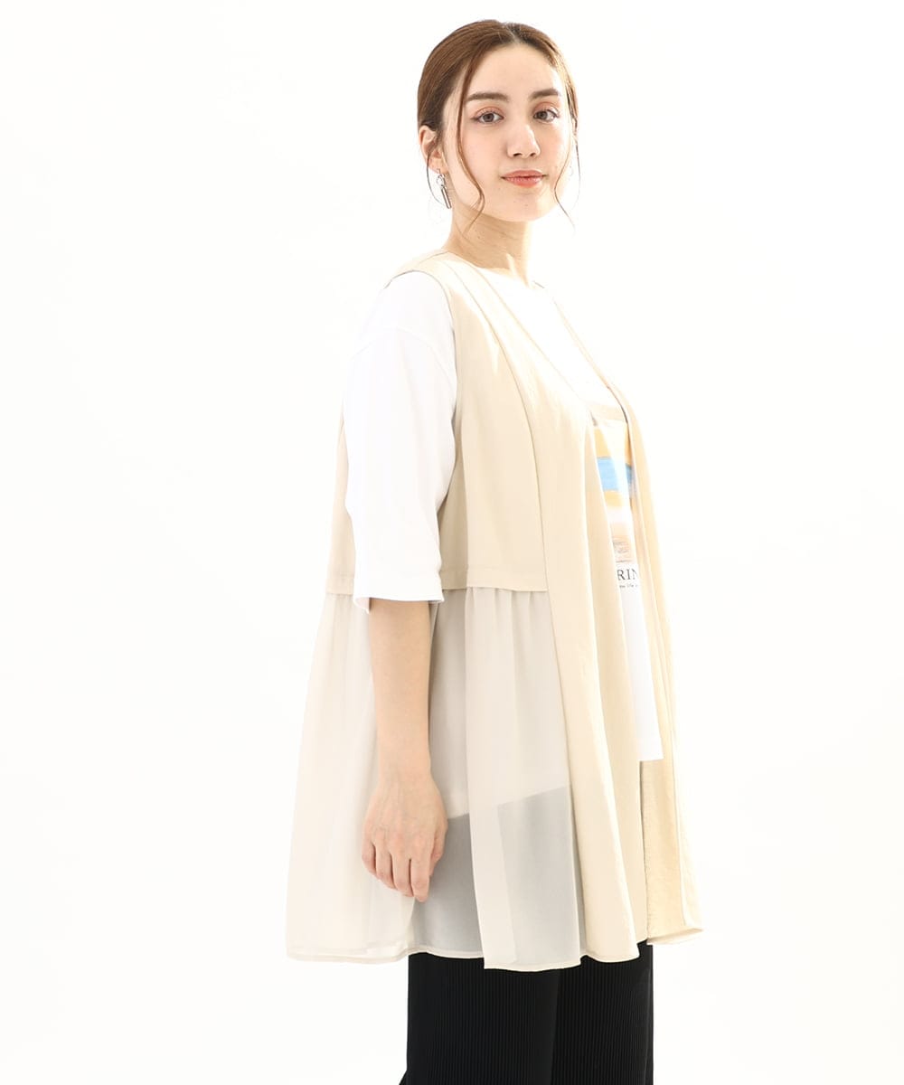 OLCFA09099 eur3(エウルキューブ) 【大きいサイズ】シアーペプラムジレ ベージュ(82)