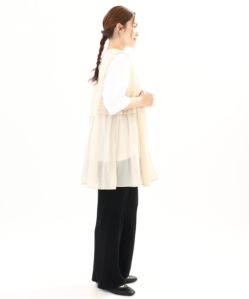 OLCFA09099 eur3(エウルキューブ) 【大きいサイズ】シアーペプラムジレ ベージュ(82)