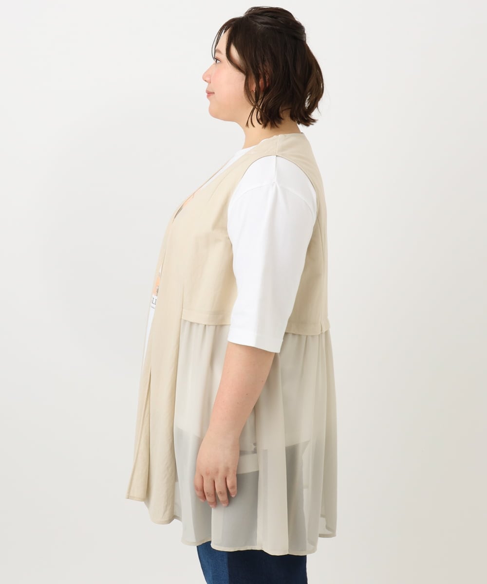 OLCFA09099 eur3(エウルキューブ) 【大きいサイズ】シアーペプラムジレ ベージュ(82)