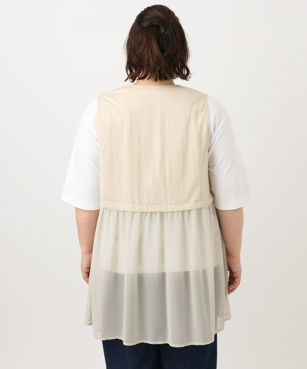 OLCFA09099 eur3(エウルキューブ) 【大きいサイズ】シアーペプラムジレ ベージュ(82)