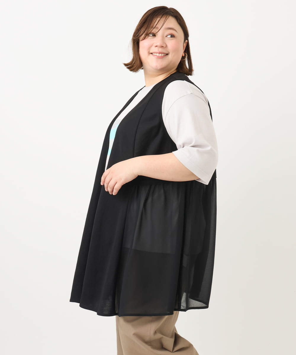OLCFA09099 eur3(エウルキューブ) 【大きいサイズ】シアーペプラムジレ ブラック(94)