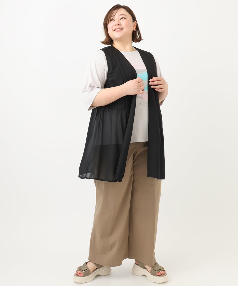 OLCFA09099 eur3(エウルキューブ) 【大きいサイズ】シアーペプラムジレ ブラック(94)