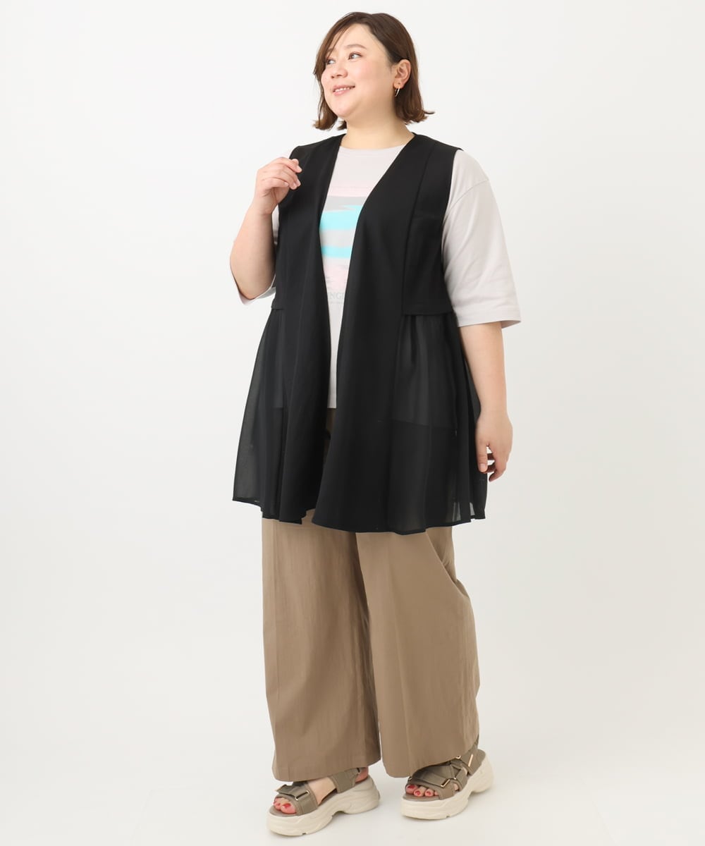 OLCFA09099 eur3(エウルキューブ) 【大きいサイズ】シアーペプラムジレ ブラック(94)