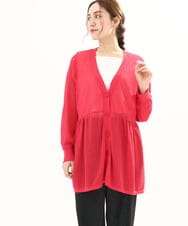OLCFA10099 eur3(エウルキューブ) 【大きいサイズ】シアーペプラムカーディガン ピンク(03)