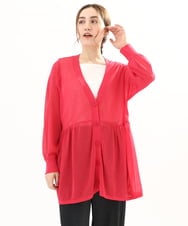 OLCFA10099 eur3(エウルキューブ) 【大きいサイズ】シアーペプラムカーディガン ピンク(03)