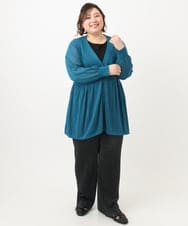 OLCFA10099 eur3(エウルキューブ) 【大きいサイズ】シアーペプラムカーディガン ブルー(55)