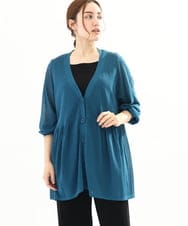 OLCFA10099 eur3(エウルキューブ) 【大きいサイズ】シアーペプラムカーディガン ブルー(55)