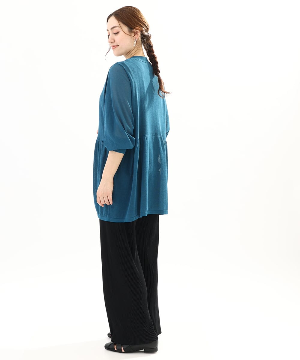 OLCFA10099 eur3(エウルキューブ) 【大きいサイズ】シアーペプラムカーディガン ブルー(55)