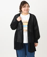 OLCFA10099 eur3(エウルキューブ) 【大きいサイズ】シアーペプラムカーディガン ブラック(94)