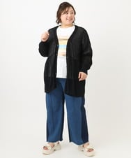 OLCFA10099 eur3(エウルキューブ) 【大きいサイズ】シアーペプラムカーディガン ブラック(94)