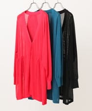 OLCFA10099 eur3(エウルキューブ) 【大きいサイズ】シアーペプラムカーディガン ブラック(94)