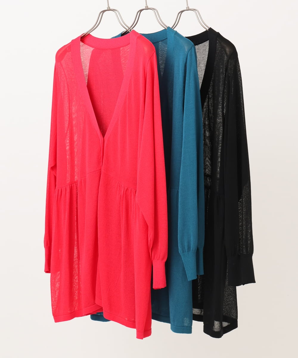 OLCFA10099 eur3(エウルキューブ) 【大きいサイズ】シアーペプラムカーディガン ブラック(94)
