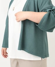 OLCFA18089 eur3(エウルキューブ) 【大きいサイズ】麻タッチトッパーカーディガン グリーン(35)