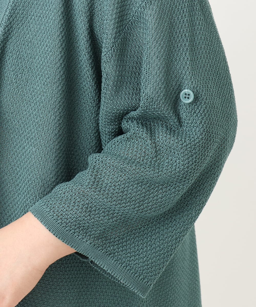 OLCFA18089 eur3(エウルキューブ) 【大きいサイズ】麻タッチトッパーカーディガン グリーン(35)