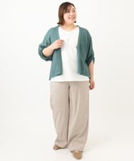 OLCFA18089 eur3(エウルキューブ) 【大きいサイズ】麻タッチトッパーカーディガン グリーン(35)