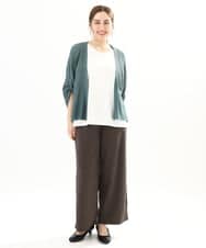 OLCFA18089 eur3(エウルキューブ) 【大きいサイズ】麻タッチトッパーカーディガン グリーン(35)
