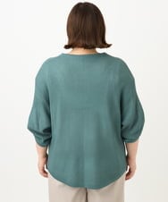 OLCFA18089 eur3(エウルキューブ) 【大きいサイズ】麻タッチトッパーカーディガン グリーン(35)