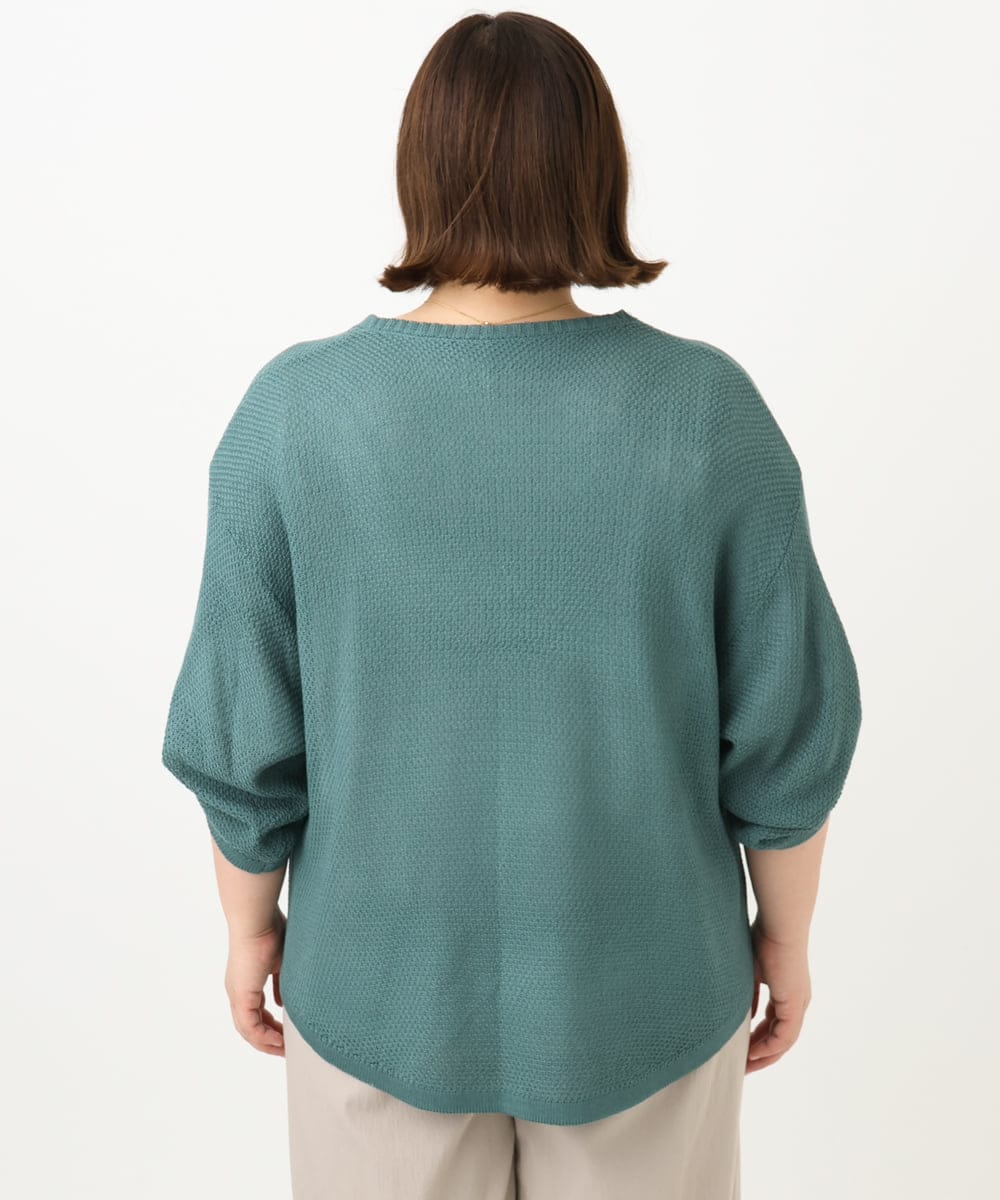 OLCFA18089 eur3(エウルキューブ) 【大きいサイズ】麻タッチトッパーカーディガン グリーン(35)