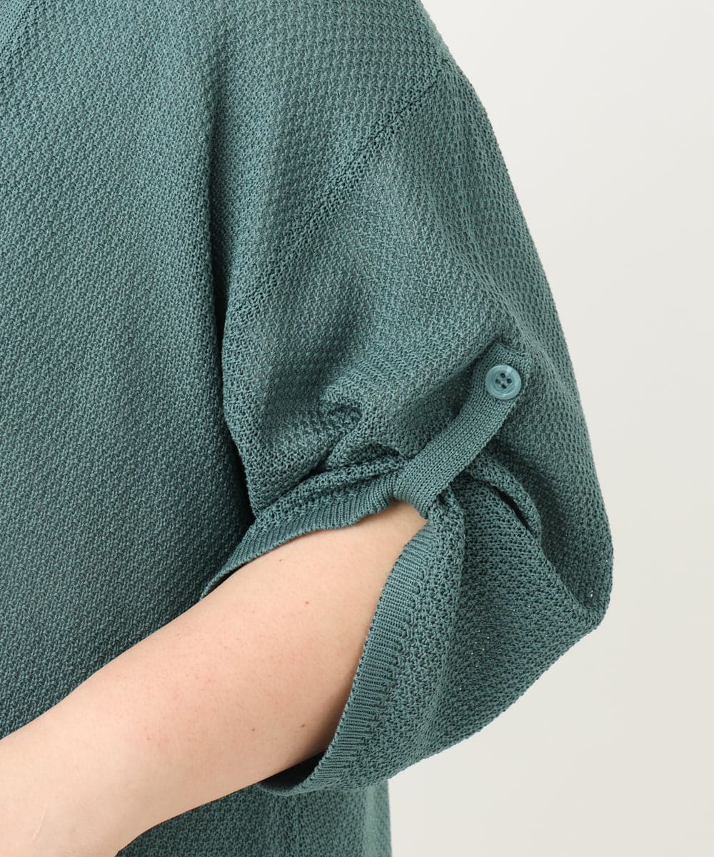 OLCFA18089 eur3(エウルキューブ) 【大きいサイズ】麻タッチトッパーカーディガン グリーン(35)