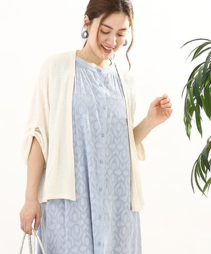 OLCFA18089 eur3 【大きいサイズ】麻タッチトッパーカーディガン