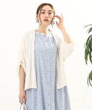 OLCFA18089 eur3(エウルキューブ) 【大きいサイズ】麻タッチトッパーカーディガン アイボリー(80)