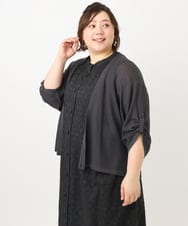 OLCFA18089 eur3(エウルキューブ) 【大きいサイズ】麻タッチトッパーカーディガン ダークグレー(93)