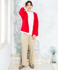 OLCFD06089 eur3(エウルキューブ) 【大きいサイズ】鹿の子8分袖カーディガン レッド