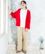 OLCFD06089 eur3(エウルキューブ) 【大きいサイズ】鹿の子8分袖カーディガン レッド