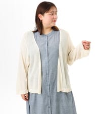 OLCFD06089 eur3(エウルキューブ) 【大きいサイズ】鹿の子8分袖カーディガン アイボリー
