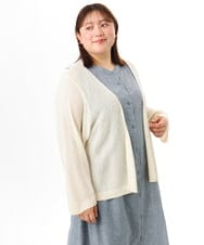 OLCFD06089 eur3(エウルキューブ) 【大きいサイズ】鹿の子8分袖カーディガン アイボリー