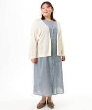 OLCFD06089 eur3(エウルキューブ) 【大きいサイズ】鹿の子8分袖カーディガン アイボリー