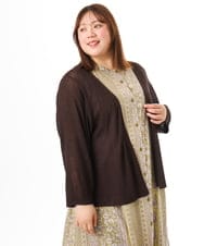 OLCFD06089 eur3(エウルキューブ) 【大きいサイズ】鹿の子8分袖カーディガン ダークグレー