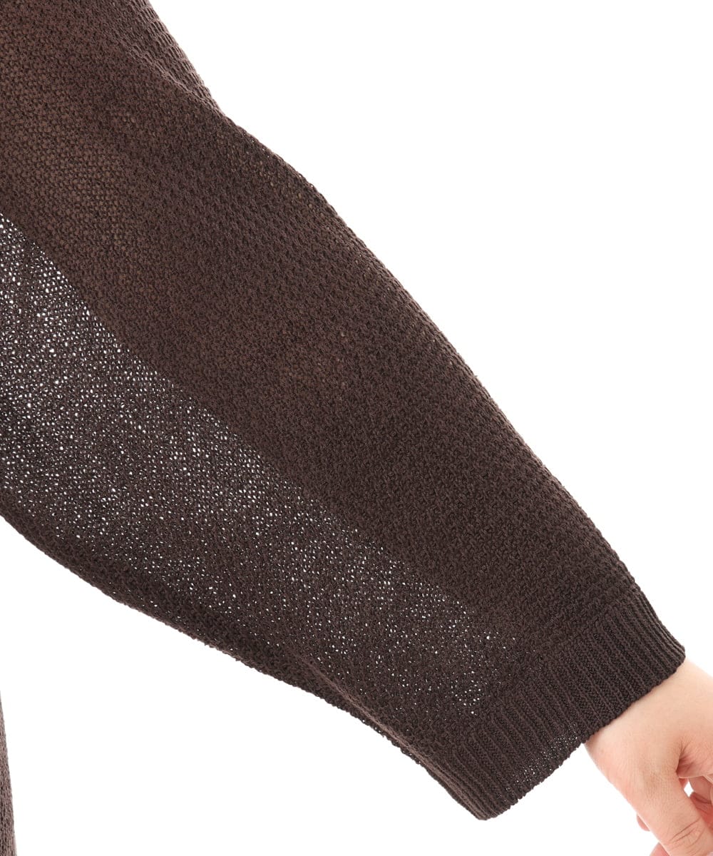 OLCFD06089 eur3(エウルキューブ) 【大きいサイズ】鹿の子8分袖カーディガン ダークグレー