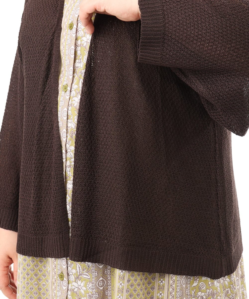 OLCFD06089 eur3(エウルキューブ) 【大きいサイズ】鹿の子8分袖カーディガン ダークグレー